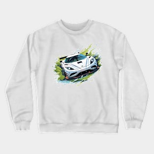 Koenigsegg Race White Cartoon Small Print Crewneck Sweatshirt